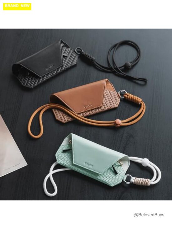 Slim Faux Leather Eyeglass Case with Key Ring and Lanyard main image 5